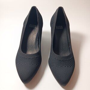 Eileen Fisher Black Knit Low Heel Pumps Pointed toe comfort  shoes